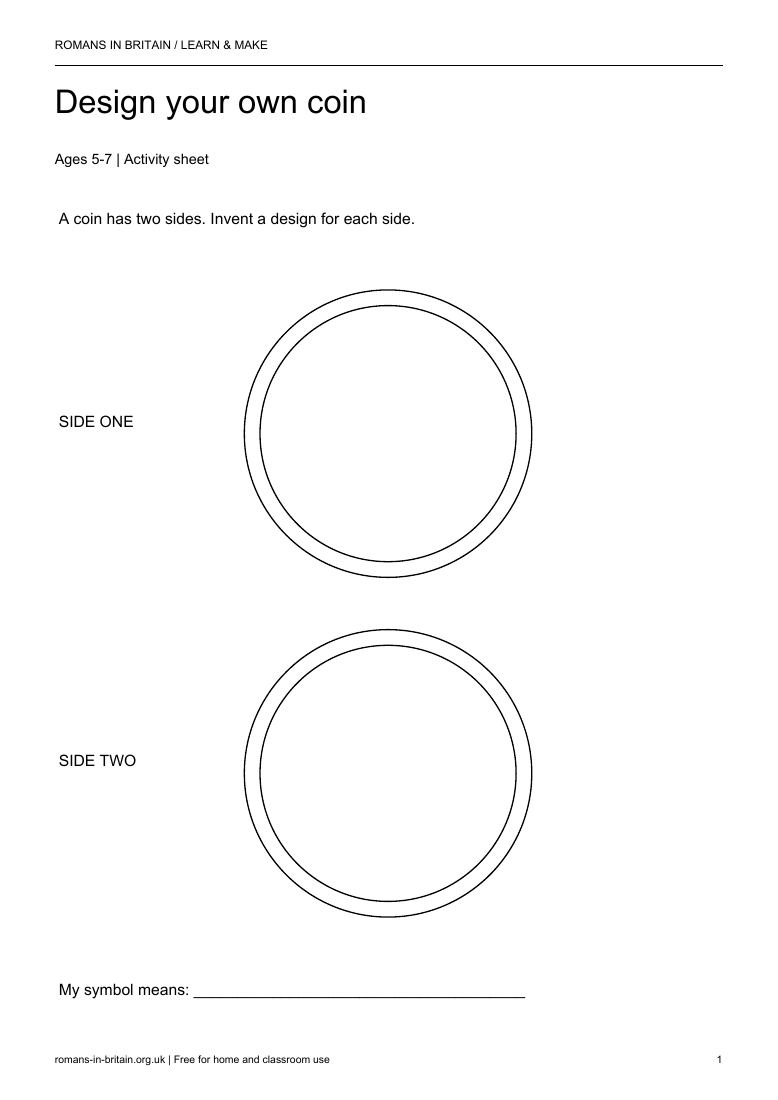 Design your own coin printable preview