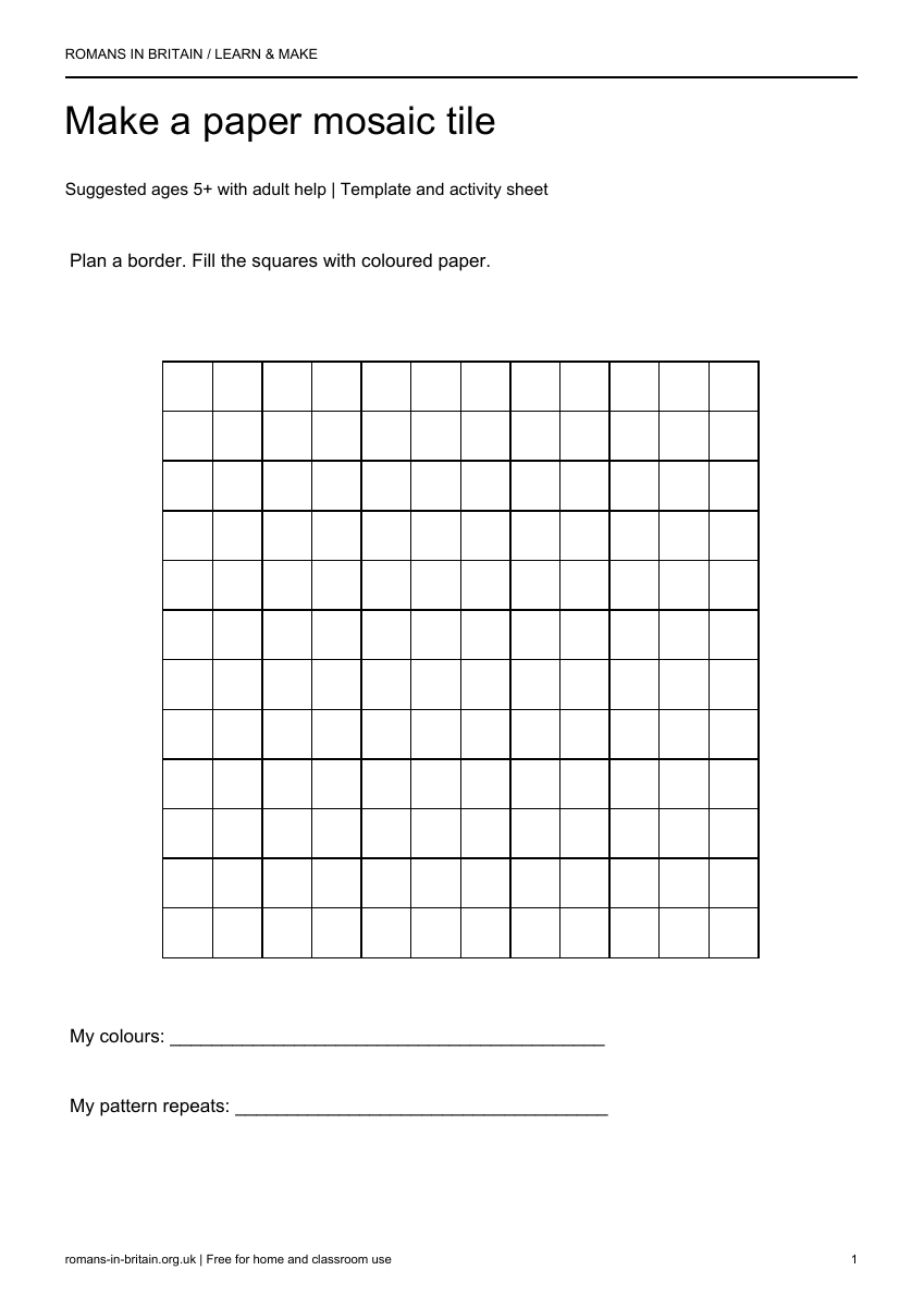 Make a paper mosaic tile printable preview