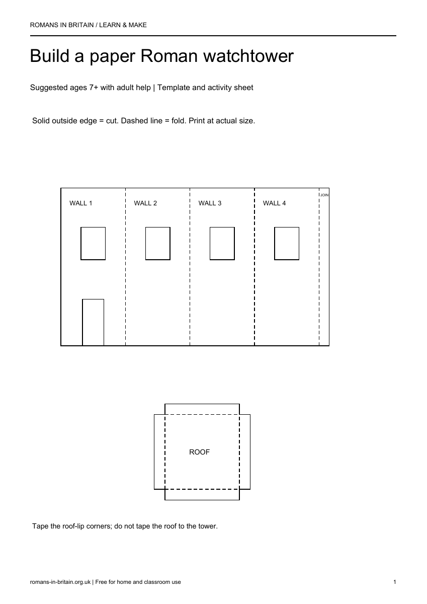 Build a paper Roman watchtower printable preview
