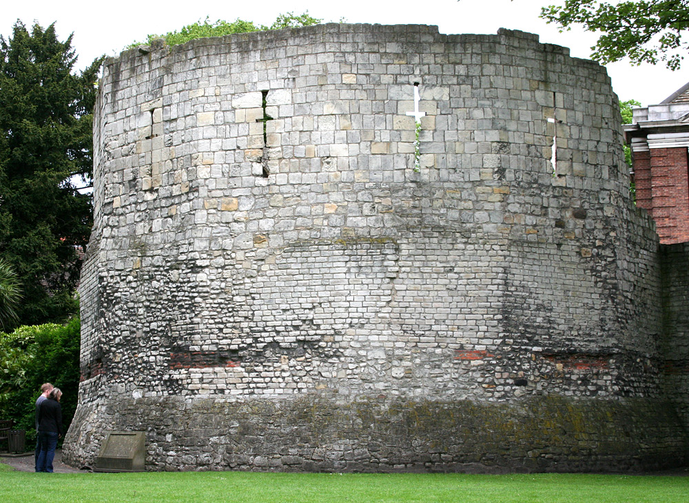Multangular Tower in York showing different masonry phases.